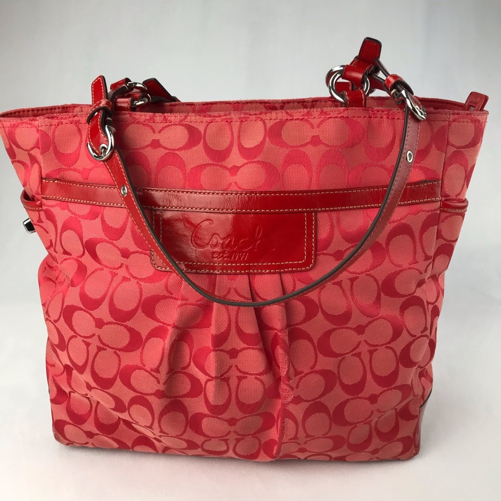 Coach Orange Signature pleated Gallery Tote #14670